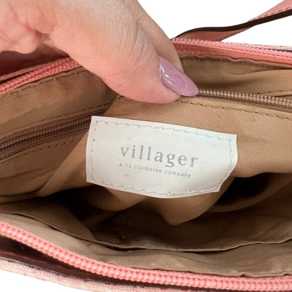 Y2K Liz Claiborne‎ Canvas Faux Leather Shoulder Bag PinkCoquette Barbiecore - Picture 11 of 16